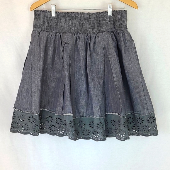 Vintage Dresses & Skirts - Vintage Metallic Denim Pleated Skirt -Women's 1X